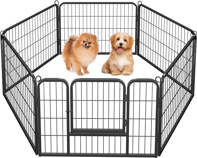 Yaheetech Heavy Duty Extra Wide Dog Playpen, 6 Panels Outdoor Pet Fence for Medium/Small Animals Foldable Puppy Exercise Pen for Garden/Yard/RV/Camping 24 Inch Height x 32 Inch Width