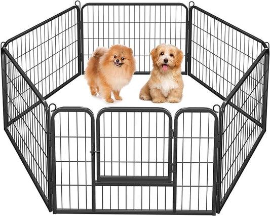 Yaheetech Heavy Duty Extra Wide Dog Playpen, 6 Panels Outdoor Pet Fence for Medium/Small Animals Foldable Puppy Exercise Pen for Garden/Yard/RV/Camping 24 Inch Height x 32 Inch Width