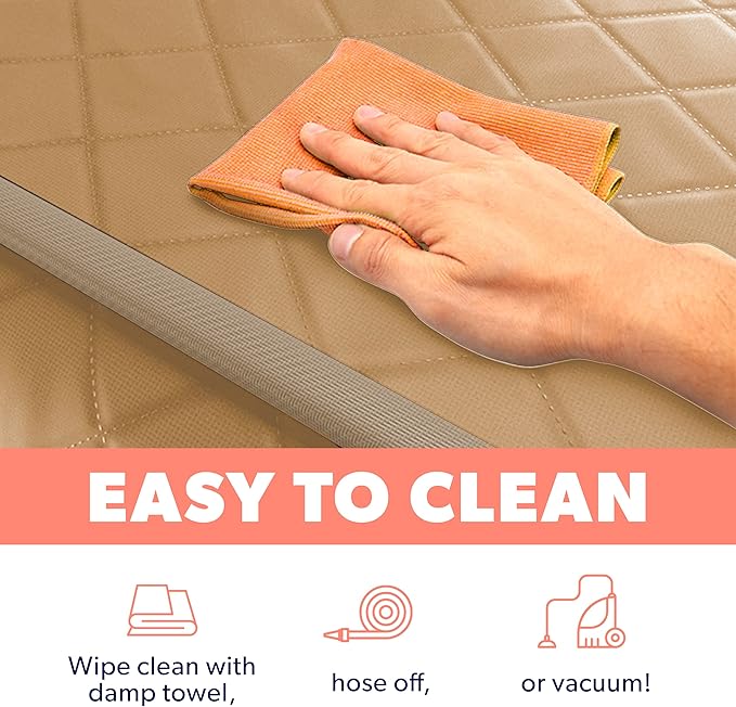 Active Pets Dog Car Seat Cover for Back Seat - Waterproof Pet Back Seat Cover for Trucks, Sedans & SUVs - Use with Chom Chom Roller Pet Hair Remover. Beige XL
