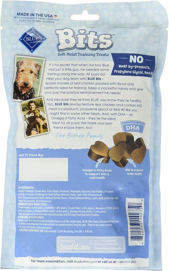 Blue Bits Dog Soft-Moist Training Treats, Tasty Chicken Recipe, Natural, 11 Ounce (Pack of 6)