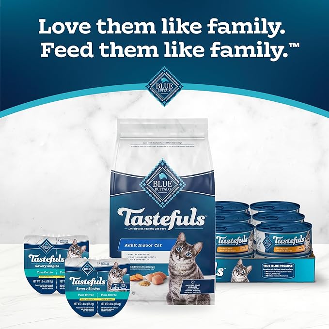 Blue Buffalo Tastefuls Adult Dry Cat Food Indoor Cat Formula, Made in the USA with Natural Ingredients, Chicken & Brown Rice Recipe, 3-lb. Bag