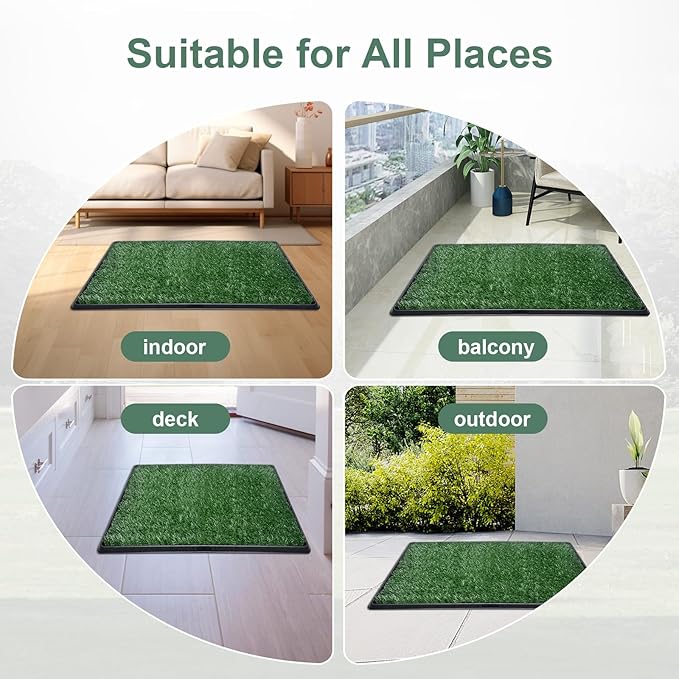 Dog Grass Pet Loo Indoor/Outdoor Portable Potty, Artificial Grass Patch Bathroom Mat and Washable Pee Pad for Puppy Training, Full System with Trays (Pet Training Tray, 20"x30")