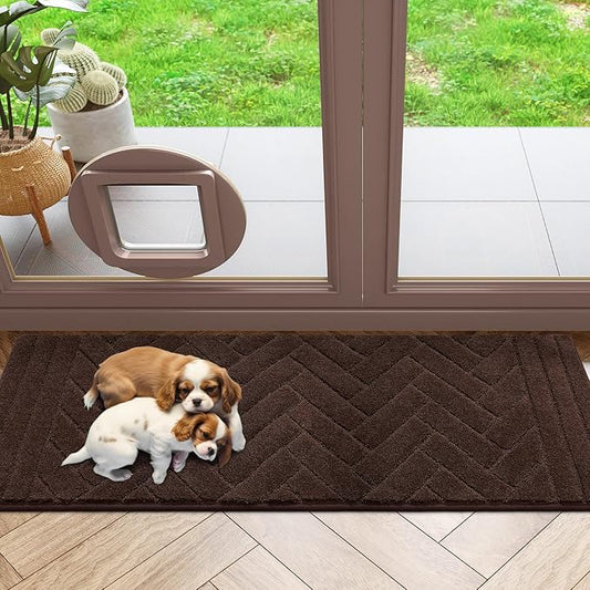 Tindbea Dog Mat for Muddy Paws,Absorbs Moisture Dirt Non-Slip Washable Mud Mat for Dogs,Soft Rubber Backing Front Inside Pet Rug for Entryway, Mud Dog Paws, Patio(24"x59",Coffee)