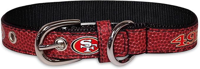 Pets First Tough Leather Pet Collar NFL SAN Francisco 49ERS Premium Dog Collar, Limited Edition, Size Small. Best & Strongest Heavy-Duty Dog Collar!, small (12-15"" long & 0.75"" wide)