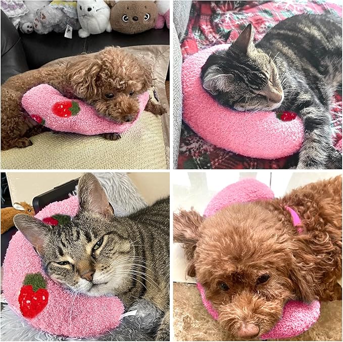 BABORUI Large Dog Calming Pillow for Dogs, U Shaped Dog Neck Pillow for Joint Relief Sleeping Improve, Machine Washable Pet Pillow for Dogs & Cats(Pink)