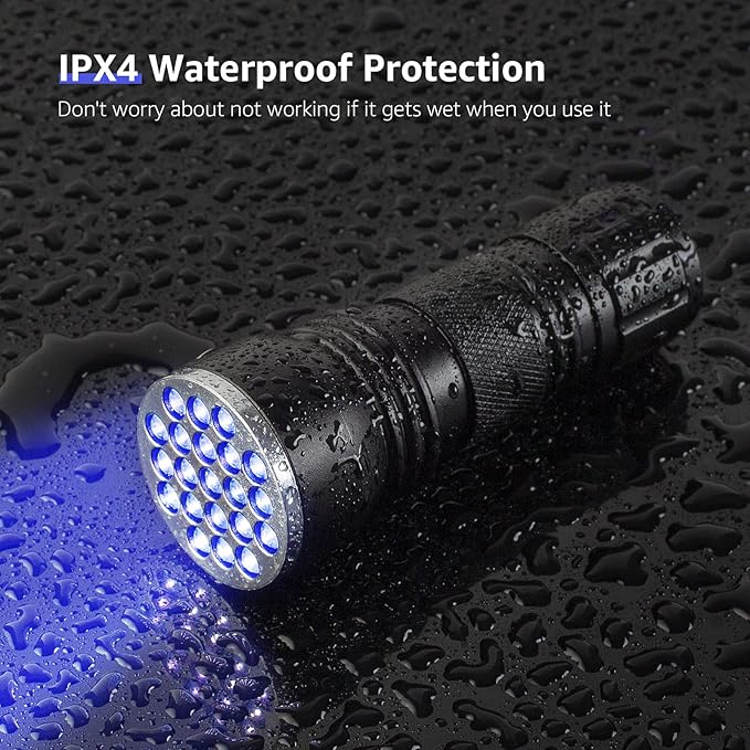 LE Black Light Flashlight, Small UV Lights with 21 LEDs, 395nm, Ultraviolet Light Detector for Invisible Ink Pens, Pet Dog Cat Urine Stain and More, AAA Batteries Included