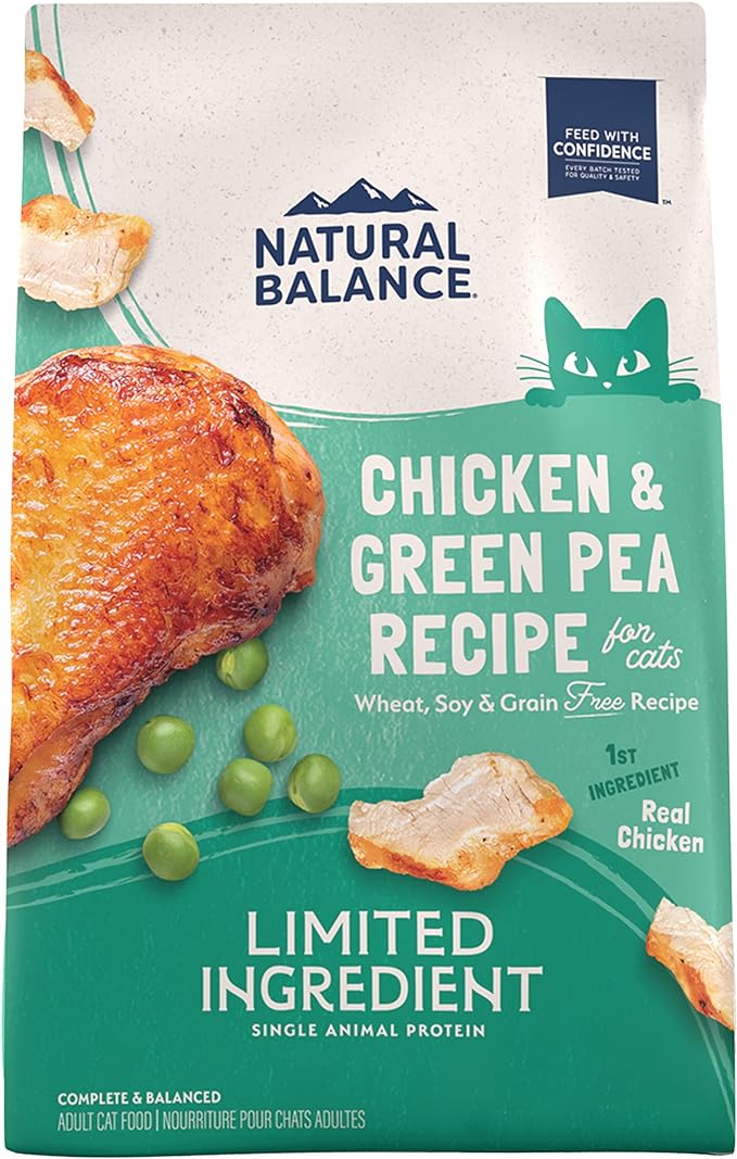 Natural Balance Limited Ingredient Adult Grain-Free Dry Cat Food, Chicken & Green Pea Recipe, 15 Pound (Pack of 1)