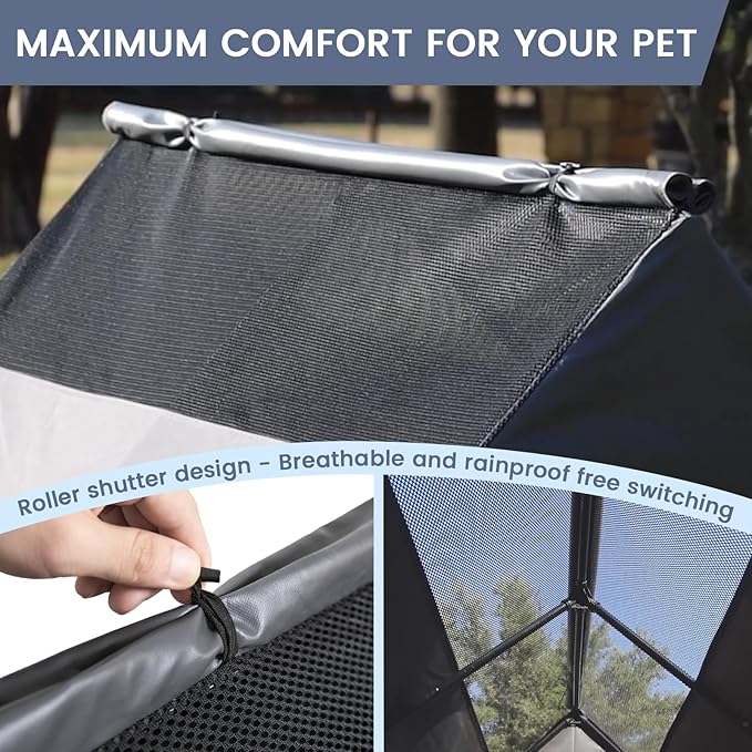 36” Durable Dog House Cover - Waterproof & UV-Resistant 600D Oxford Fabric Canopy for Outdoor Kennels - Fits 36"x30"x44" Houses - Protective Large Breed Shelter Top - COOL GREY