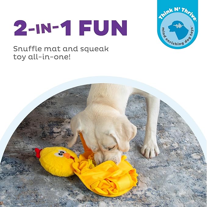 Outward Hound Nina Ottosson Snuffle Palz Interactive Plush Dog Puzzle and Snuffle Mat for Dogs, Non-slip Snuffle Mat, Dog Enrichment Toys, Plush, Yellow