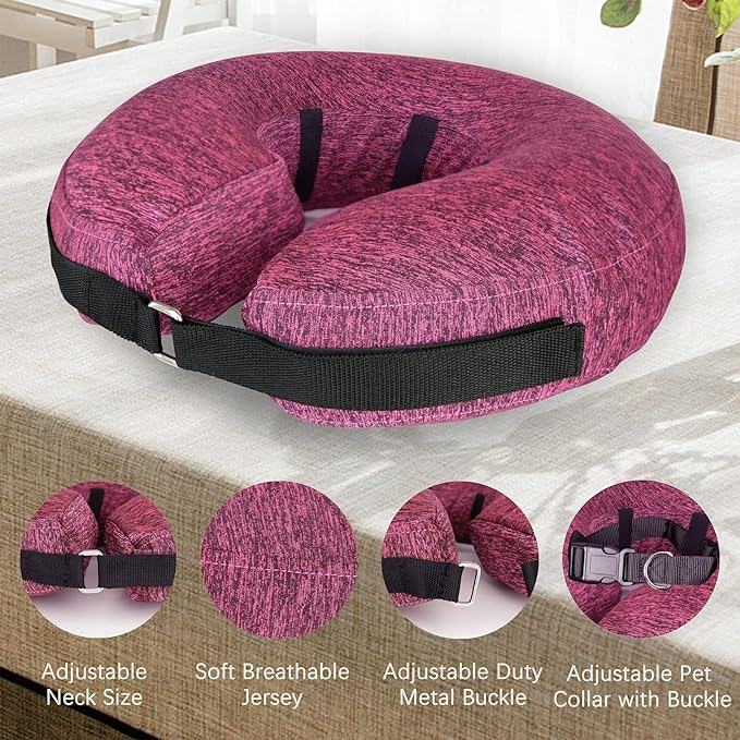 MIDOG Dog Cone Collar, Inflatable Dog Neck Donut Collar Alternative After Surgery, Soft Protective Recovery Cone for Small Medium Large Dogs and Cats Puppies - Alternative E Collar (Rose, L)