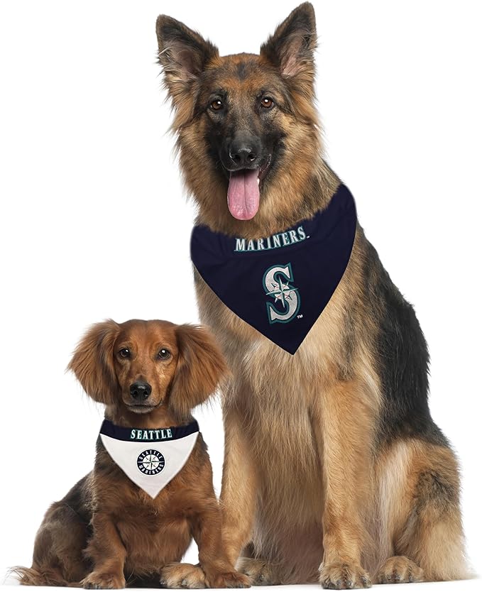 Pets First MRN-3217-S-M MLB Seattle Mariners Reversible Pet Bandana, Small/Medium, MLB Team Color