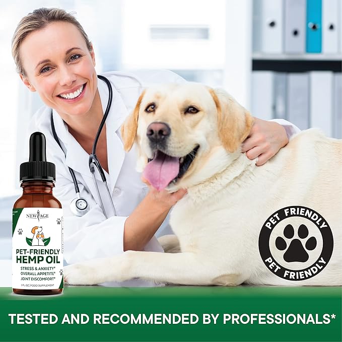 Natural Hemp Oil for Dogs and Cats by NEW AGE - Dog Calming Aid - Supports Hip and Joint Health, Mobility, Immunity - Pet Hemp Oil Rich in Omega 3, 6, 9 – 2 Pack