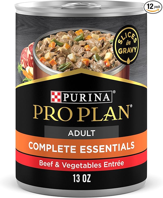 Purina Pro Plan High Protein Dog Food Gravy, Slices in Gravy Beef and Vegetables Entree - (Pack of 12) 13 oz. Cans