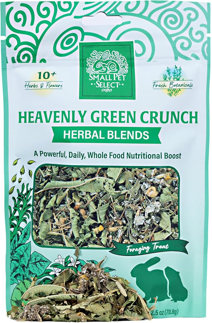 Small Pet Select - Heavenly Green Crunch Herbal Blend, a Natural Herbal Treat for Rabbits and Guinea Pigs, 2.5oz