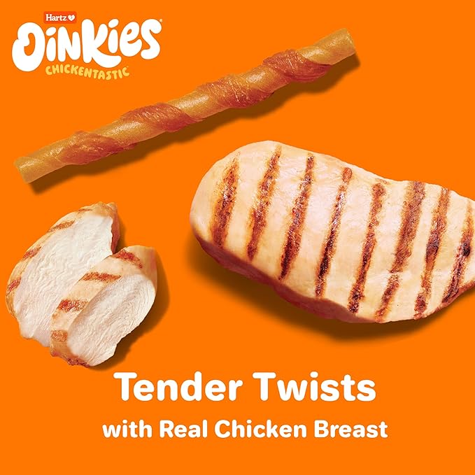 Hartz Oinkies Rawhide-Free Tender Treats Wrapped with Chicken Dog Treats Chews, 72 Count, Highly Digestible, No Artificial Flavors, Perfect for Smaller and Senior Dogs