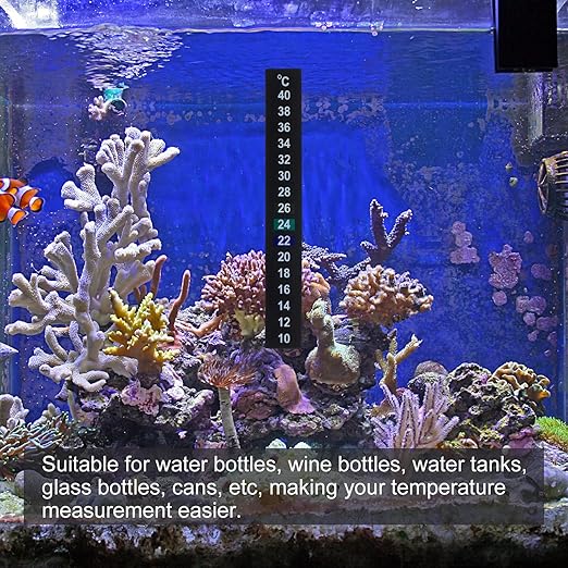 PATIKIL Aquarium Thermometer Sticker, 10Pcs Fish Tank Thermometer Stick On Betta Fish Tank Digital Water Temperature Strips Adhesive for Terrarium Tank Brewing Wine, 10-40℃