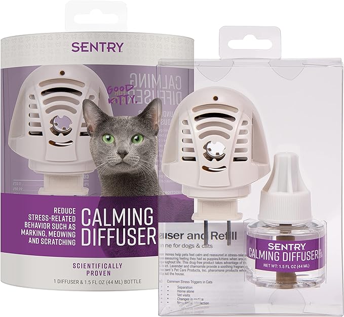 Sentry Calming Diffuser for Cats, Plug-in Cat Pheromone Diffuser, Reduces Stress and Bad Behavior, 30-Day Release