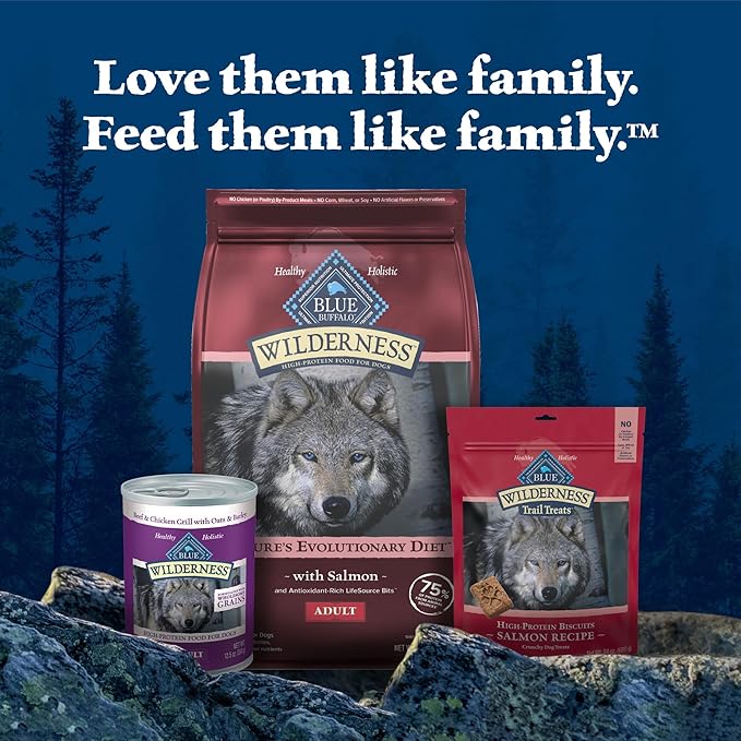 Blue Buffalo Wilderness Natural High-Protein Dry Food for Adult Dogs, Salmon Recipe, 13-lb. Bag