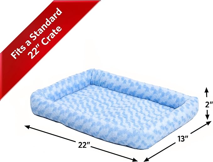 MidWest Homes for Pets Bolster Dog Bed 22L-Inch Blue Dog Bed or Cat Bed w/ Comfortable Bolster | Ideal for XS Dog Breeds & Fits a 22-Inch Dog Crate | Easy Maintenance Machine Wash & Dry