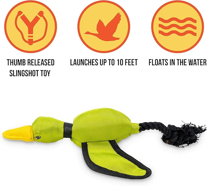 Hyper Pet Flying Series Fetching Dog Toys – Mini Duck Interactive Dog Toy Slingshots Up To 40 ft – Floats on Water