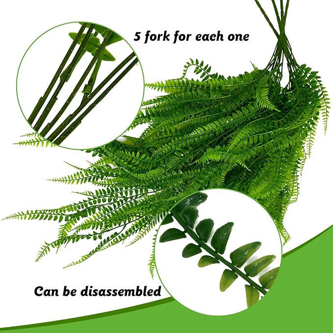 Hamiledyi Reptile Plants 4 PCS Hanging Plants Vines Artificial Leaves Habitat Decorations with Suction Cup for Bearded Dragons Lizards Geckos Snake Pets Hermit Crab