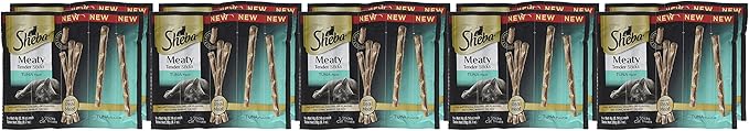 SHEBA Meaty Tender Sticks Cat Treats Tuna Flavor, 0.14 oz, 5 Count (Pack of 10)