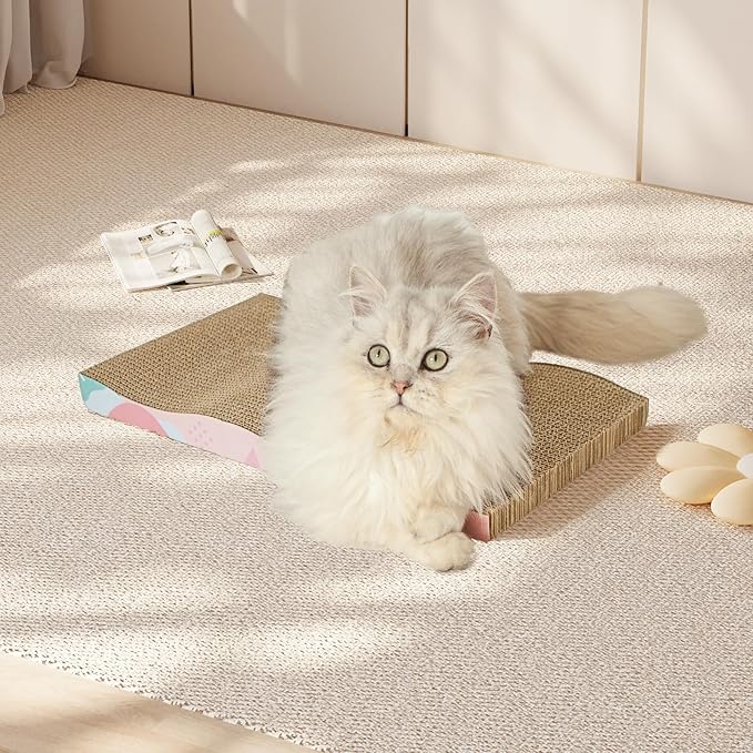 Cat Scratch Pad,2 pcs Large Cat Scratcher Cardboard with Premium Reversible Scratch Textures Design for Indoor Cat Use Wide Scratching Pad (2 PCS)