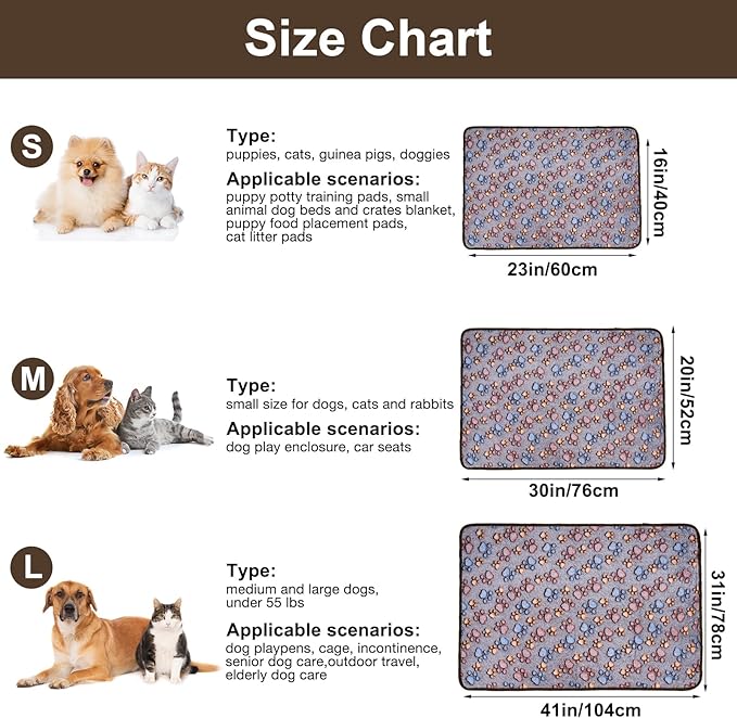 Dono 1 Pack 3 Dog Blankets, Soft Fluffy Fleece Pet Blanket Warm Sleep Mat Paw Print Design Puppy Kitten Throw Blanket Doggy Mat, Blanket for Dogs