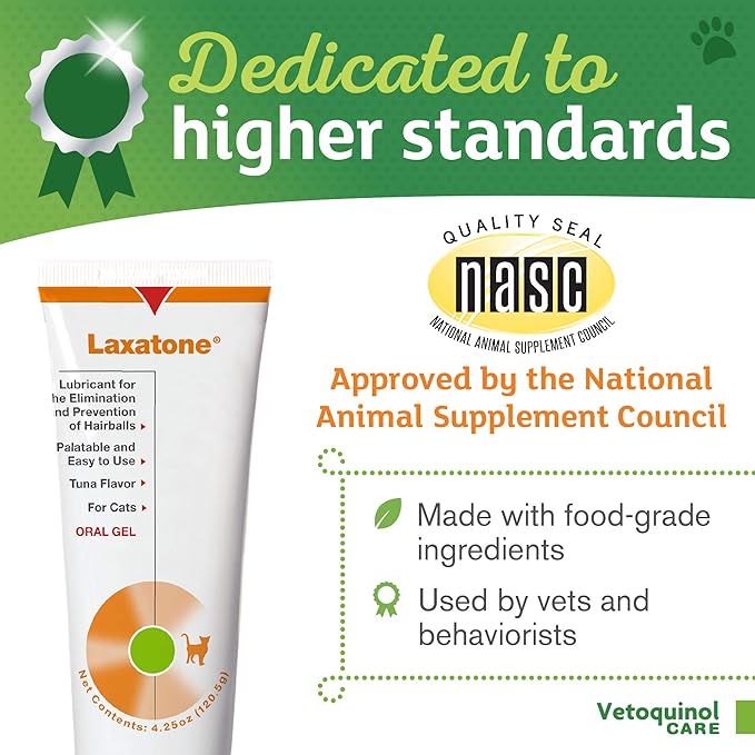 Vetoquinol Laxatone Oral Hairball Lubricant Gel for Cats – Tuna-flavored, 4.25oz (2 Pack) – Lubricant for Helping w/Hairball Prevention & Elimination
