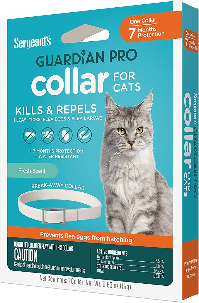 Sergeant's Guardian Pro Flea & Tick Cat Collar, 1 Count