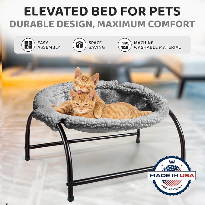 Elevated Cat Hammock Bed - Cozy Cat Hammocks for Large Cats, Versatile Cat Bed Hammock for Cats or Dogs, Extra Large Cat Hammock for Indoor Cats or Dogs, Raised Pet Hammock Cat Chair for Indoor Cats