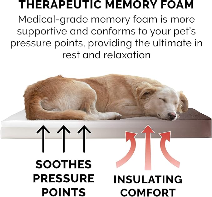 Furhaven Memory Foam Dog Bed for Large/Medium Dogs w/ Removable Washable Cover, For Dogs Up to 55 lbs - Terry & Suede Mattress - Espresso, Large