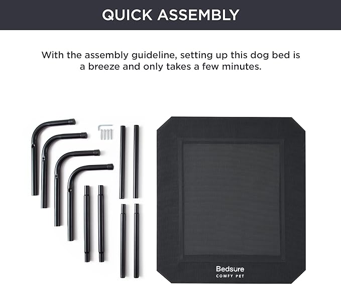 Bedsure Medium Elevated Outdoor Dog Bed - Raised Dog Cots Beds for Medium Dogs, Portable Indoor & Outdoor Pet Hammock Bed with Skid-Resistant Feet, Frame with Breathable Mesh