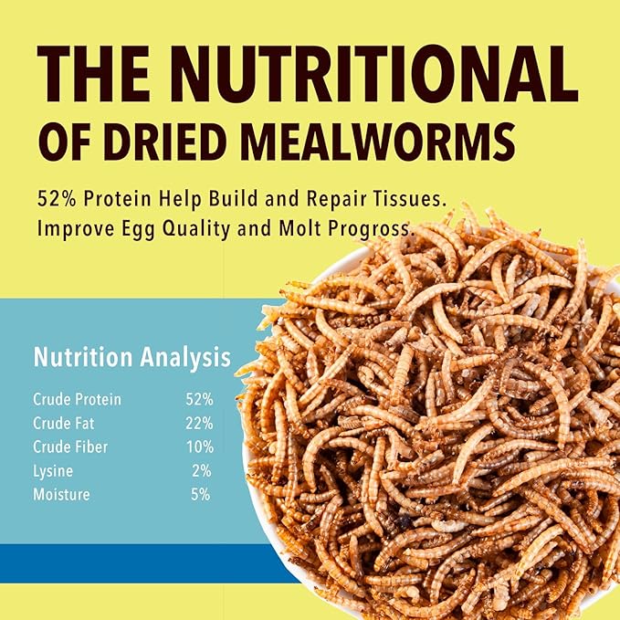 5lb Dried Mealworms for Birds,Chicken Treats for Laying hens,Feed for Blue Birds,Ducks,Fish,Turtles