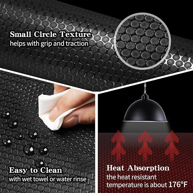 Bearded Dragon Tank Accessories, Reptile Mat, Reptile Terrarium Substrate Liner for Leopard Gecko, Lizard, Snake, Tortoise, Iguana Non-Adhesive Reptile Flooring (18"x36" Black)
