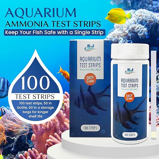 Aquarium Ammonia Test Strips | Fast and Accurate Water Quality Ammonia Testing Kit for Saltwater & Freshwater Aquariums & Fish Tanks – Ammonia Test Kit for Aquarium Helps Keep Fish Safe (100 Strips)