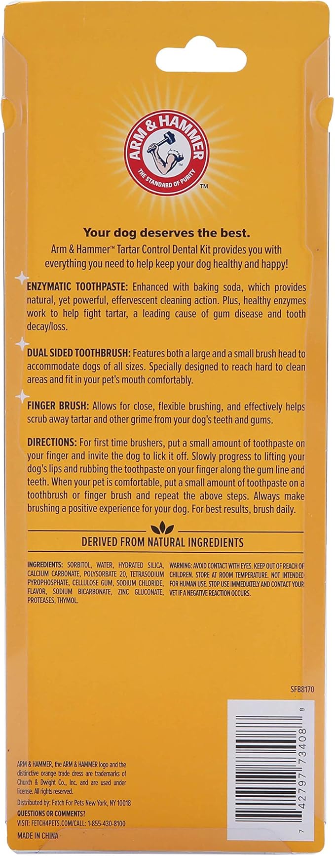 Arm & Hammer for Pets Tartar Control Kit for Dogs | Contains Toothpaste, Toothbrush & Fingerbrush | Reduces Plaque & Tartar Buildup | Safe for Puppies, 3-Piece , Beef Flavor