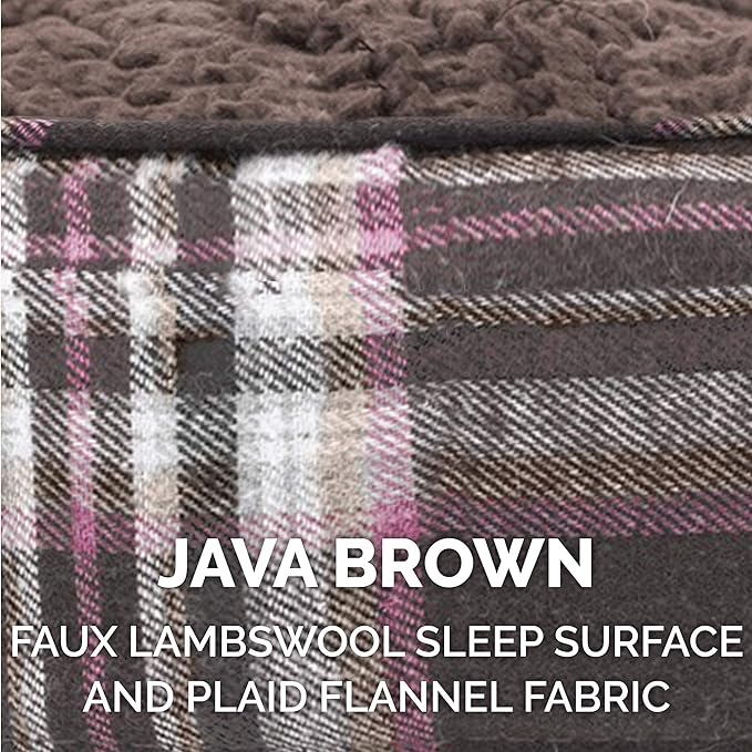 Furhaven Memory Foam Dog Bed for Small Dogs w/ Removable Washable Cover, For Dogs Up to 20 lbs - Sherpa & Plaid Flannel Deluxe Mattress - Java Brown, Small