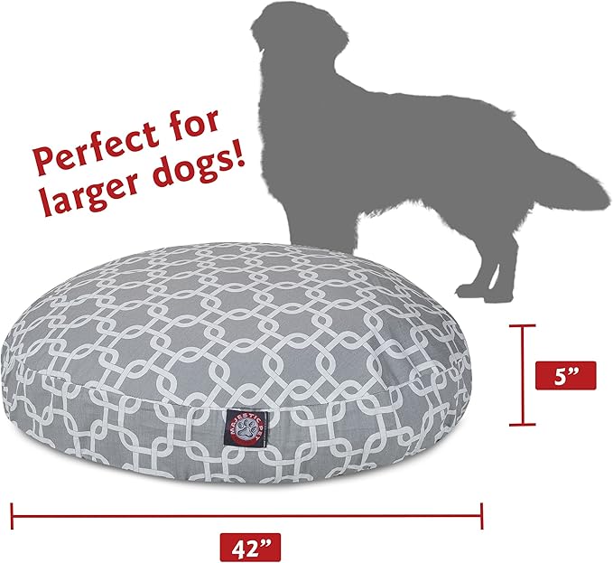 Gray Links Large Round Indoor Outdoor Pet Dog Bed With Removable Washable Cover By Majestic Pet Products