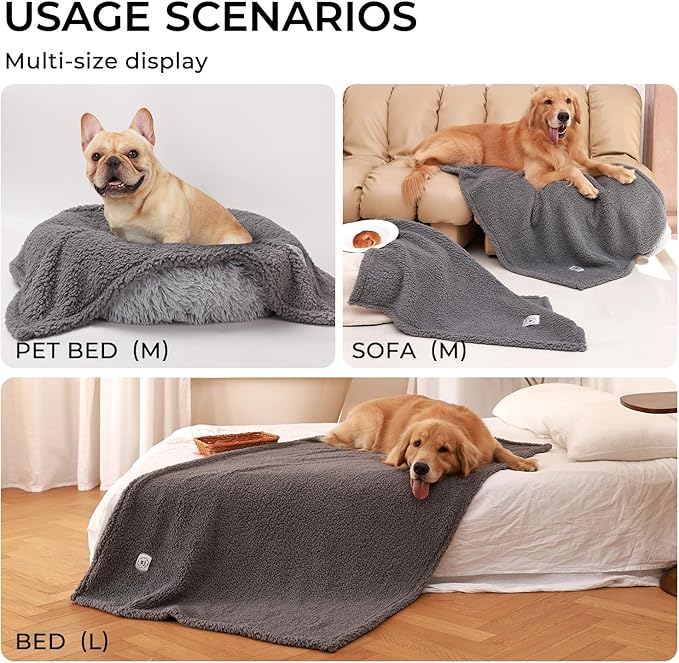 Luciphia Premium Fleece Dog Puppy Blanket Soft Pet Sherpa Calming Cat Blanket Throw for Small Medium Dog Cat(Grey,30x20 inches)
