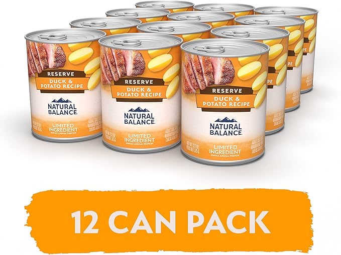 Natural Balance Limited Ingredient Adult Grain-Free Wet Canned Dog Food, Reserve Duck & Potato Recipe, 13 Ounce (Pack of 12)