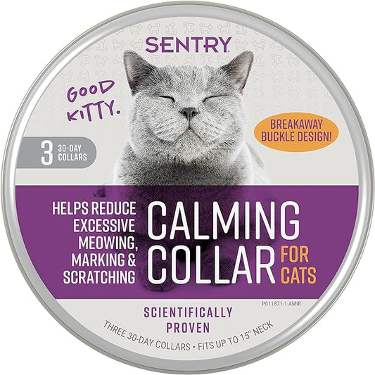 SENTRY PET Care Sentry Calming Collar for Cats, Long-Lasting Pheromone Collar Helps Calm Cats for 30 Days, Reduces Stress, Helps Calm Cats from Anxiety, Loud Noises, and Separation, 3 Count