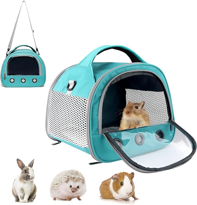 Small Pet Carrier Bag with Mat Guinea Pig Travel Carrier with Strap Portable Breathable Rabbit Carrier Outdoor Pet Bag for Ferret Bunny Hedgehog Guinea Pig(10" L x 10" W x 12" H)