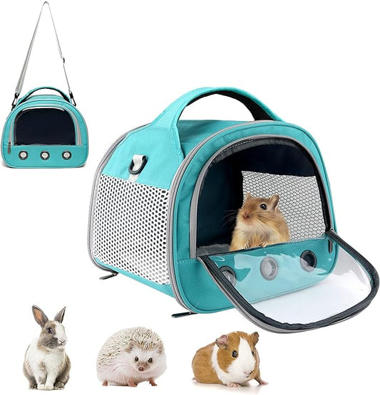 Small Pet Carrier Bag with Mat Guinea Pig Travel Carrier with Strap Portable Breathable Rabbit Carrier Outdoor Pet Bag for Ferret Bunny Hedgehog Guinea Pig(10" L x 10" W x 12" H)