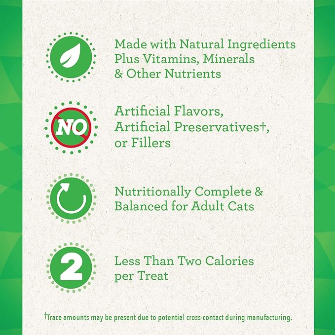 Greenies Feline Smartbites Skin & Fur Crunchy and Soft Textured Adult Natural Cat Treats, Salmon Flavor, 16 oz. Tub