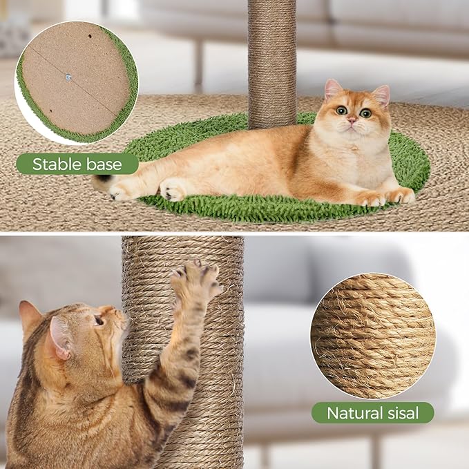 33.5" Tall Cat Scratching Post, SisalCat Scratching Post Tree with Dangling Ball, Heavy Duty Cat Scratch Post Cat Scratcher for Indoor Cats and Kittens, Send 1 Interactive Cat Toy