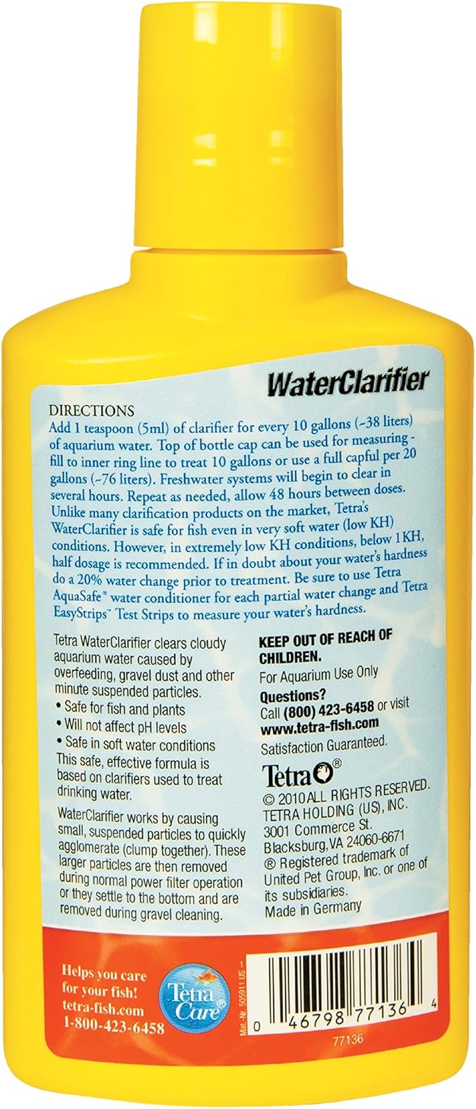 Tetra Water Clarifier, Aquarium Treatment Solution, 8.45 oz, Clears Cloudy Aquarium Water, Safe to Use with Fish and Plants, for Fresh Water (Pack of 2)