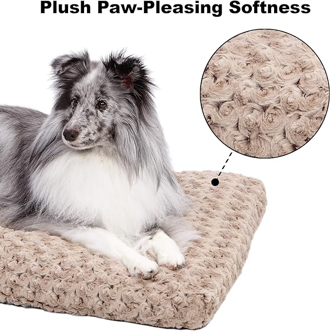 MidWest Homes for Pets Deluxe Dog Beds | Super Plush Dog & Cat Beds Ideal for Dog Crates | Machine Wash & Dryer Friendly, 1-Year Warranty, Mocha, 18 in