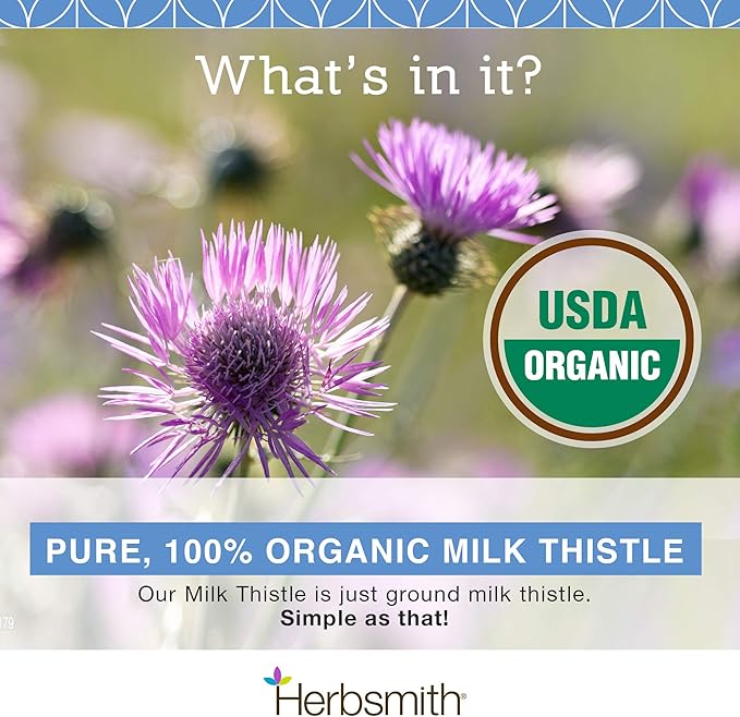 Herbsmith Organic Milk Thistle for Dogs and Cats – Liver Supplement for Dogs & Cats – Made in USA – 500g Powder