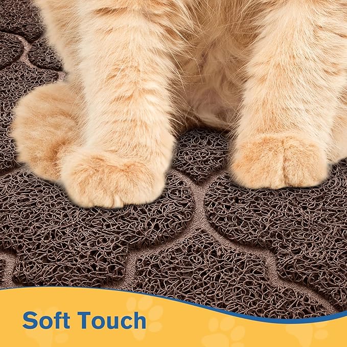 LuxStep Cat Litter Mat Litter Trapping Mat, 35x47 Inch Waterproof and Non-Slip Litter Box Mat for Clean Floors, Soft on Cat Paws, Large Litter Pad for Indoor Cat Supplies and Essentials, Coffee